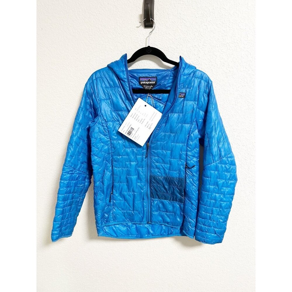 Patagonia Womens Micro Puff Hoody Jacket Insulated Full Zip Quilt Blue Size XS‎